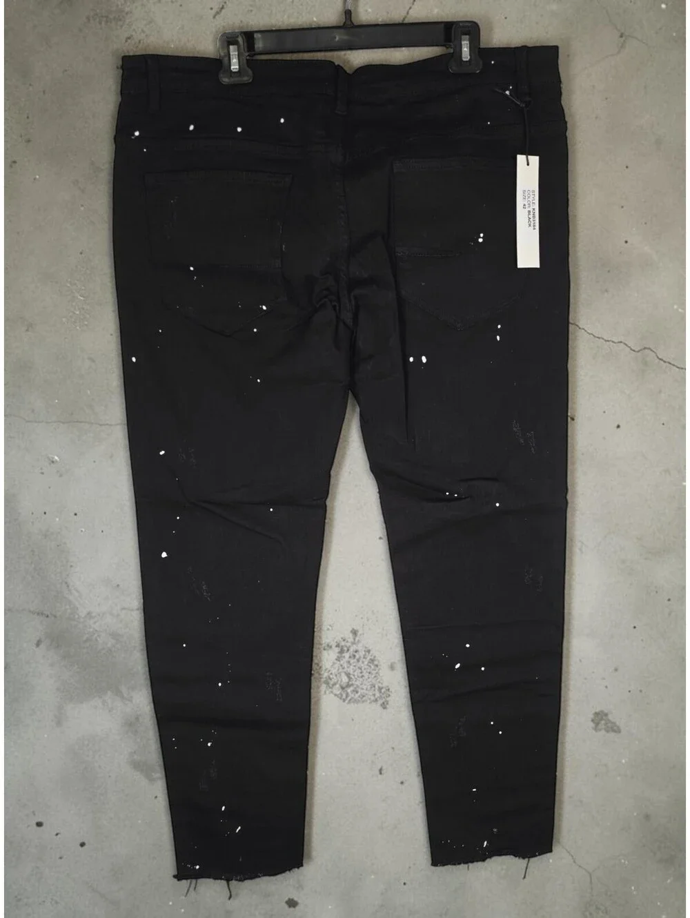 KDNK KNB3184 Men's 42 Black Bandana Paint Splatter Straight Jeans Sample